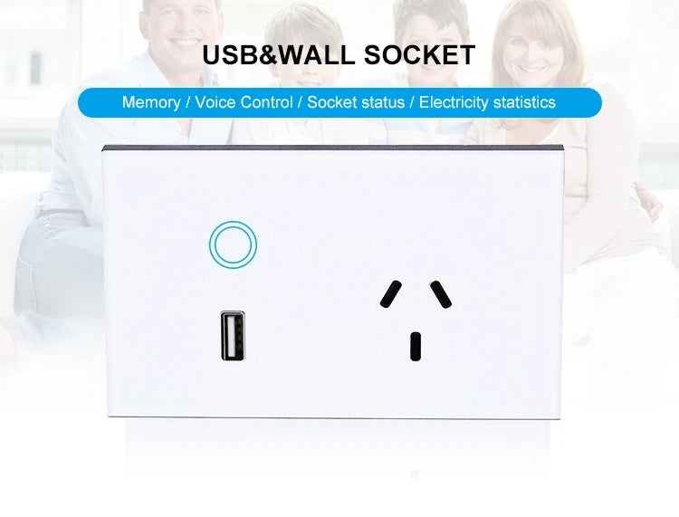 Tuya Aus Standard Smart Switch Electrical Socket Wifi USB Wall Socket Tuya Aus Standard Smart Switch Electrical Socket Wifi USB Wall Socket